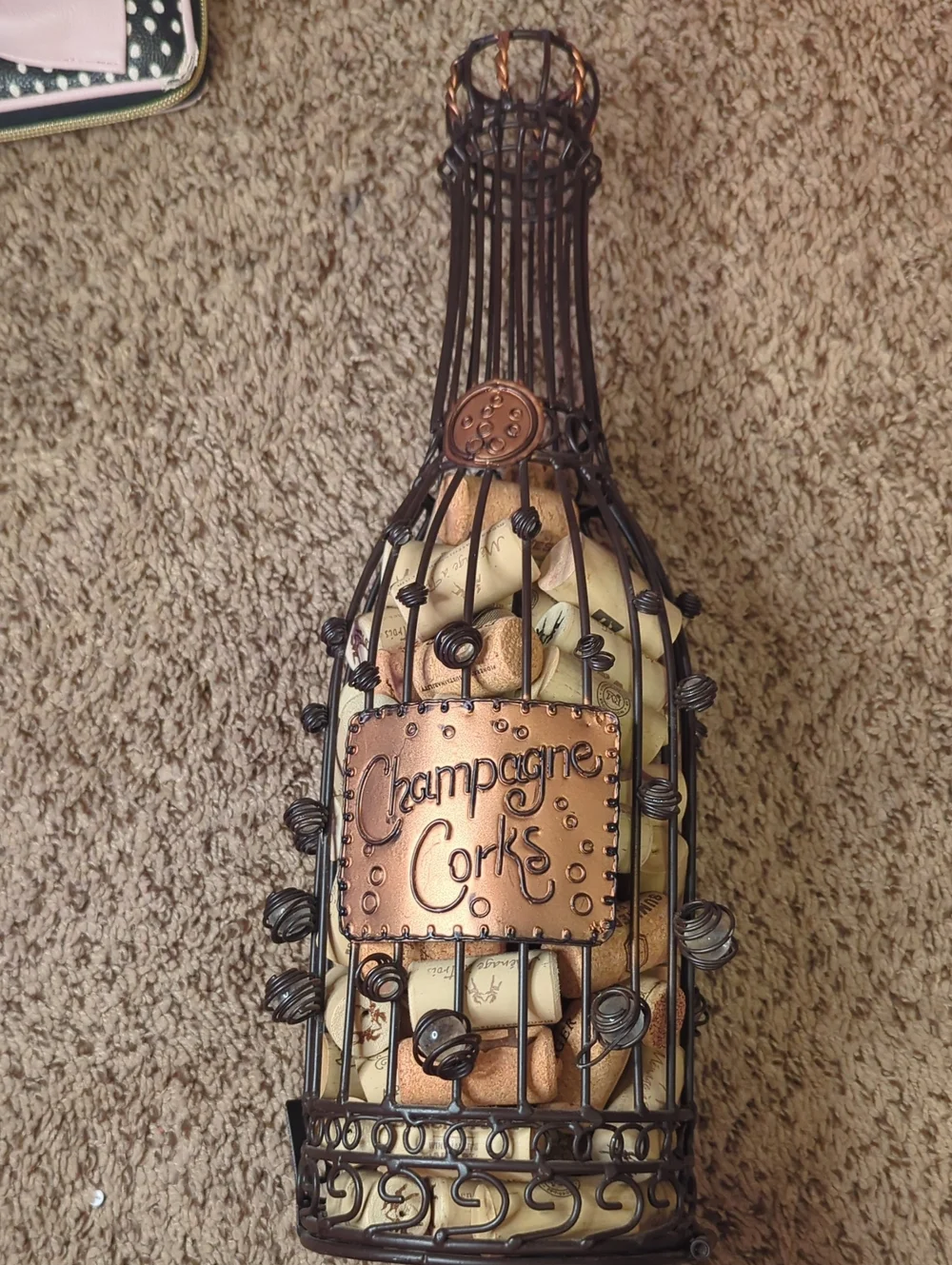 Decorative Champagne Cork Bottle Wire Cage - Bronze & Black